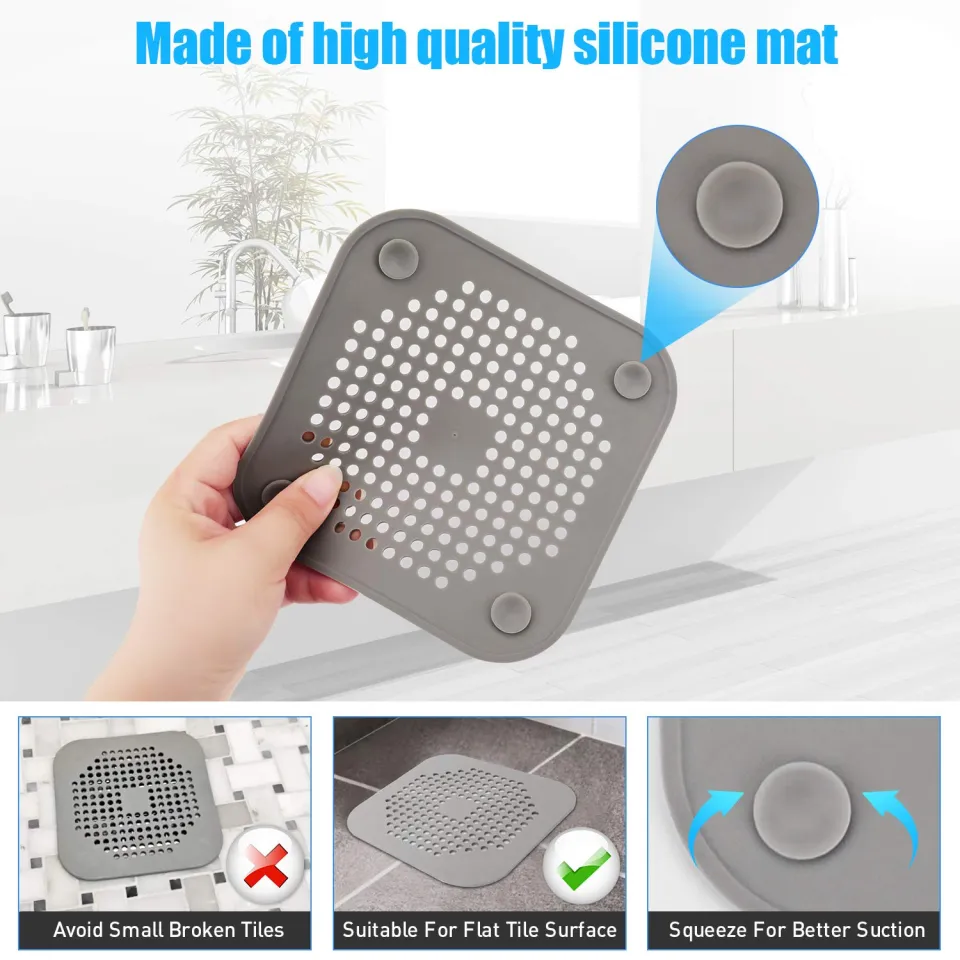 Shower Drain Hair Catcher with Suction Cups Easy to Install and Clean  Suitable for Bathroom Bathtub and Kitchen 3 Pack Flat Shower Drain Hair  Trap TPR Silicone No More Clogging 