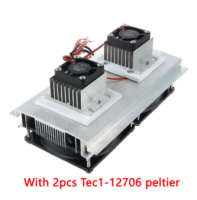 ชุดระบบระบายความร้อนตัวควบคุมอุณหภูมิตู้เย็น Peltier 12V 10A 120W ระบบทำความเย็น DIY อุปกรณ์กึ่งตัวนำ Peltier แกนคู่ชุดโมดูลระบายความร้อน2ชิ้น TEC1-12706 Peltier