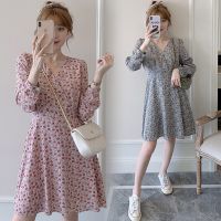 COD DSFERTGERRYYY woman High Waist Chiffon small long sleeve floral Jumpsuit short slim dress