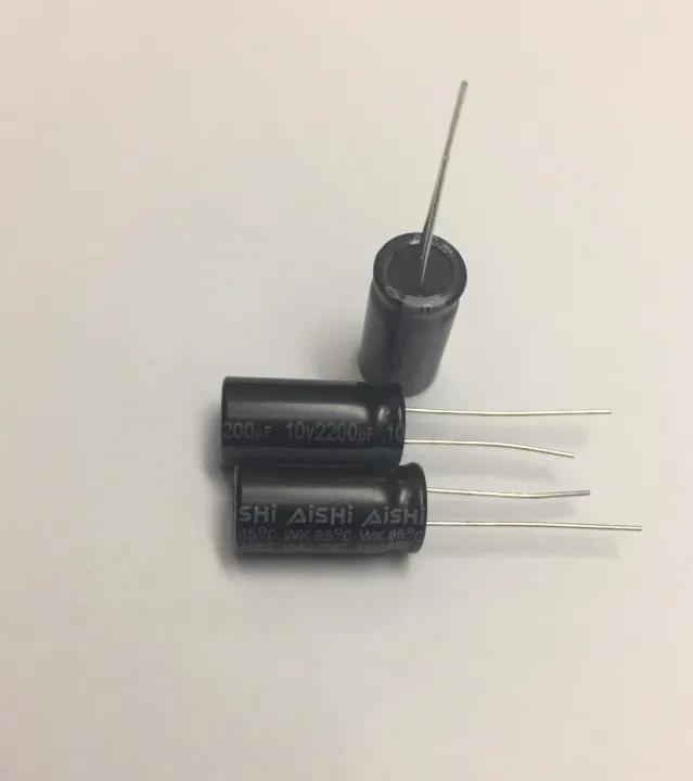 แพ็คเกจ5ตัว 2200uf 10v 85c Size 10x20mm Aishi Capacitor ตัวเก็บประจุ คาปาซิเตอร์ Electrolytes 4313