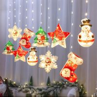 ZZOOI Fairy Light String Christmas LED Star Snowflake Curtain Light Christmas Indoor Bedroom Wedding Holiday Decoration Home Decor