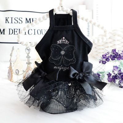 Lace Princess Dress Dogs Clothing Pet Sweet for Dog Clothes Small Costume French Bulldog Cute Summer Black Girl Collar Perro Dresses