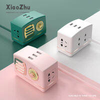 XiaoZhubangchu ปลั๊กแถวย้อนยุคพร้อมช่องเสียบ Usb,ไฟชี้บอกแบบนิ่ม Led ปลั๊กอุปกรณ์ออฟฟิศตั้งโต๊ะอเนกประสงค์สวยงามและใช้งานได้จริง