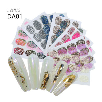 12pcsset Fashion Snake Pattern Hollow Nail Art Sticker Set Color Nail Art Self-adhesive Flowers Nail Decals Designer Decorate