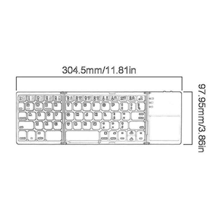 ขายดีที่สุด-mini-foldable-touch-mouse-keyboard-คีย์บอร์ดไร้สายสามพับพร้อมทัชแพด