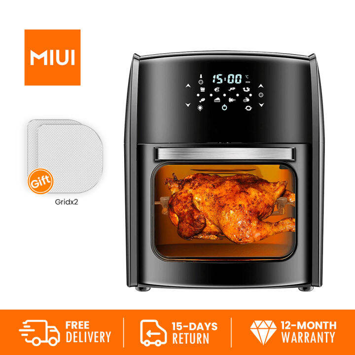 MIUI 10L Air Fryer Oven Toaster Rotisserie Dehydrator LEDTouch 8 in 1