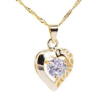 Tips Gallery สร้อยคอพร้อมจี้ เงิน 925 หุ้ม ทองคำ 24K เพชร รัสเซีย 0.75 กะรัต รุ่น Signature Heart Diamond Design TNS102 บริการเก็บเงินปลายทาง