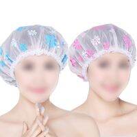 Waterproof Shower Cap Bonnet Satin Hair Cap Resuable Lace Elastic Band Thicken Bathing Caps Dot Flower Printed