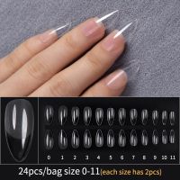 24pcs Press on False Nails Coffin Semi Frosted Full Cover UV Gel Nails Short Nail Tips Extension Capsule Art Accessories Tool