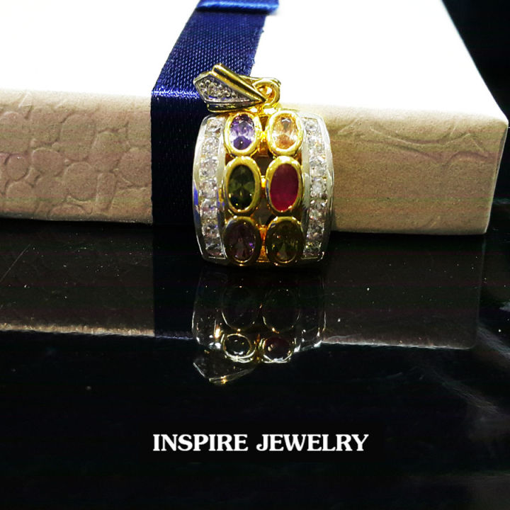 inspire-jewelry-จี้เพชรสวิสรูปหยดน้ำ-จี้พลอยนพเก้า-จี้พลอย่ทับทิม-รูปหัวใจ-รูปหยดน้ำ-งานแฟชั่นจิวเวลลี่-งานจิวเวลลี่