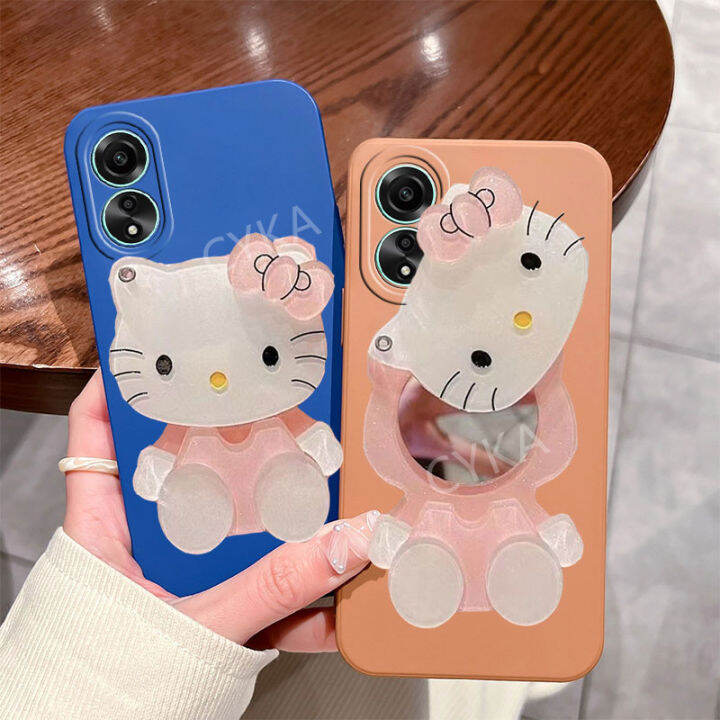 เคสโทรศัพท์เคสกระจกเงาน่ารัก-oppo-a18-a38-a78-4g-5g-nfc-ให้ความรู้สึกถึงผิวสัมผัส-oppoa78-4g-พร้อมที่วางโต๊ะเครื่องแป้งการ์ตูนเคสนิ่ม-oppoa38ป้องกันเลนส์กล้อง4g