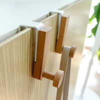 【YF】 Multi-use Iron Wooden Door Hook Kitchen Cabinet Towels Clothes Coat Storage Hanger Hanging Rack Sundries Organizer