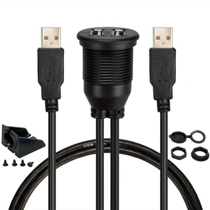 usb-2-0-panel-mounting-dual-usb-extension-cord-cable-waterproof-socket-with-bracket