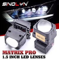 Sinolyn 5000K Square Bi LED Projector Hi/Lo Beam Matrix Lights Lenses For Headlights Devil Eyes Mini LED Car Light Lamp Upgrade Bulbs  LEDs  HIDs