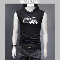 SEATUEMA แฟชั่นใหม่ผ้าฝ้ายเสื้อแขนกุดยิมฮู้ดเสื้อกล้ามชายออกกำลังกายเสื้อกล้ามสีทึบออกกำลังกาย Monoproduct กีฬาเสื้อกล้าม