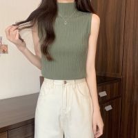 ○ 61554 Half Turtleneck Knitted Vest Women Short Outer Top