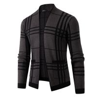 [COD] Cross-border 2023 autumn and winter mens plaid sweater slim-fit casual British cardigan jacket