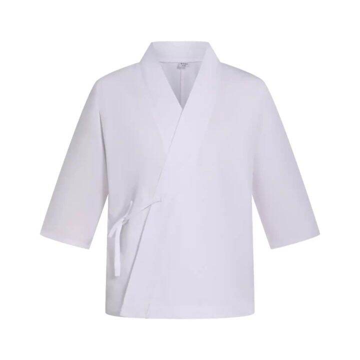 ชุดกิโมโนเชฟเฮ้าส์ชุดทำงาน Jujiu White Kitchen Restaurant เชฟหญิงแขนยาว