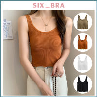 Six_Bra เสื้อกล้ามครอป เต็มตัว ผ้าไหมพรม เสริมฟองน้ำ ใส่สบาย Pretty Bra มี4สี AAB253