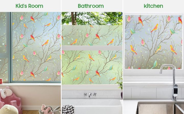 anti-vision-window-paper-simple-stickers-bird-stickers-adhesive-free-glass-sticker-bird-decals-decorative