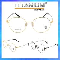 Titanium 100% แว่นตา รุ่น 9271 กรอบเต็ม Round ทรงกลม ขาข้อต่อ วัสดุ ไทเทเนียม (สำหรับตัดเลนส์) สวมใส่สบาย น้ำหนักเบา ไม่ตกเทรนด์ มีความแข็งแรงทนทาน Full frame Eyeglass leg joints Titanium material Eyewear Top Glasses