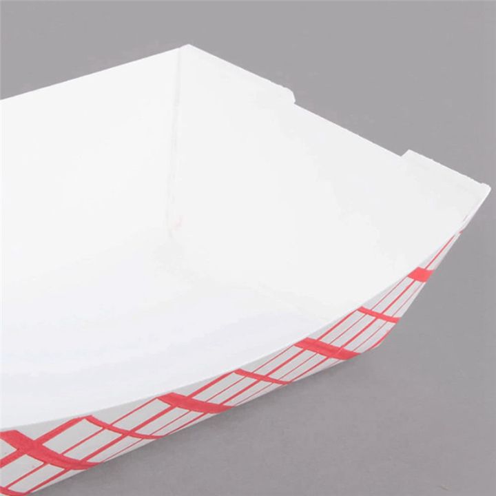 100pc-paper-food-trays-disposable-red-amp-white-checkered-leak-proof-paper-food-boats-paper-trays-for-food