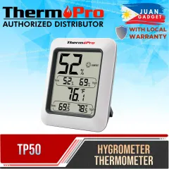 Thermopro Tp-53 Indoor Hygrometer Humidity Gauge Indicator Digital  Thermometer Room Temperature And Humidity Monitor With Touch Backlight In  White : Target