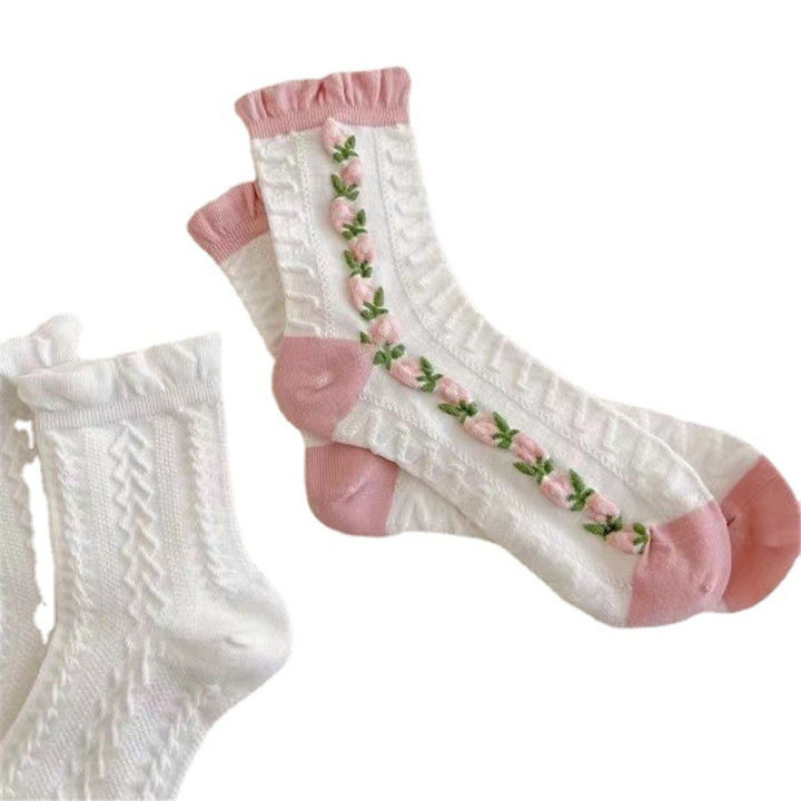 college-students-lace-socks-cherry-blossom-socks-students-lace-socks-harajuku-lolita-socks-girl-socks