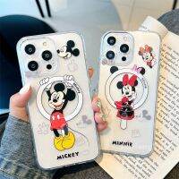 Suitable For Magnetic Mickey Mouse Transparent Case for IPhone 14 Plus 13 12 11 Pro Max Anti Drop Soft Cover Protective Casing couples