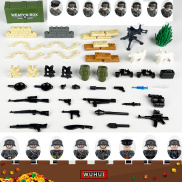 WUHUI 8PCS SWAT Military Army WW2 Minifigures with plate Toy Building Kit