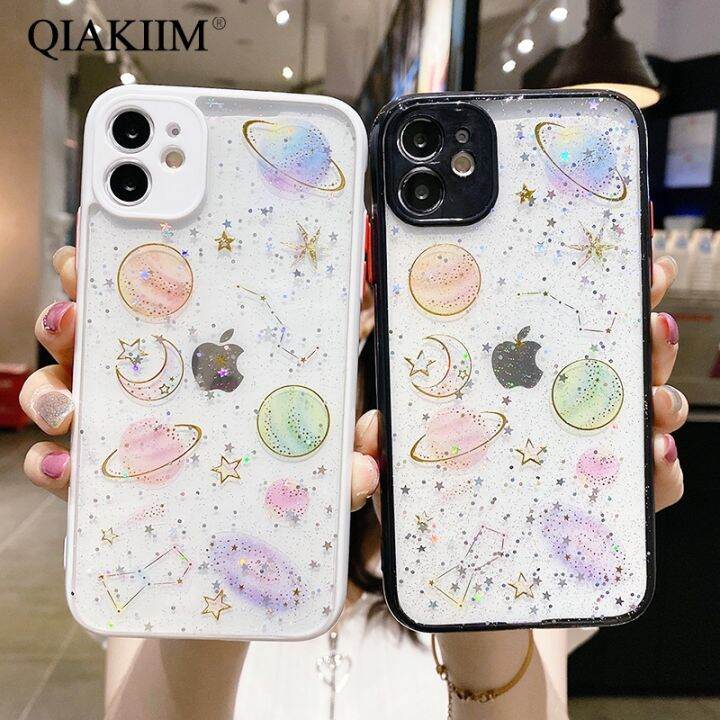 cold-noodles-เลเซอร์การ์ตูน-planet-star-เคสโทรศัพท์สำหรับ-iphone-12-mini-11-pro-max-xr-xs-8-7-plus-x-soft-clear-candy-สี-glitter-powder-cover