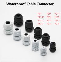 5/10Pcs กันน้ำ Cable Gland พลาสติกสีดำซีล Joint ไนลอน IP68 PG7 PG9 PG11 PG13.5 PG16 PG19 PG21 PG25 PG29 PG36 PG42 PG48สีขาวสีดำสายยึดไนลอน Connector