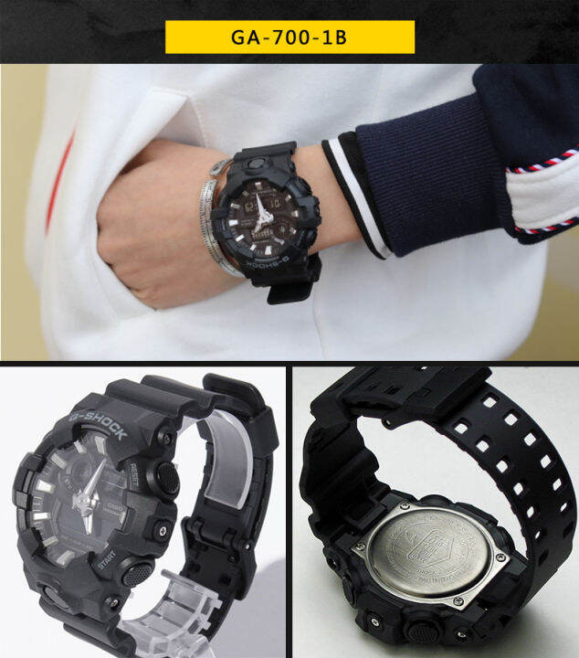 ต้นฉบับ-g-shock-ga700-ผู้ชายกีฬานาฬิกาคู่แสดงเวลา-200-เมตรกันน้ำกันกระแทกเวลาโลก-led-แสงอัตโนมัติรับประกัน-4-ปี-ga-700-1b-ใหม่แท้