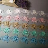 [HOT!] 1 yard Soluble Rose Diamond Flower Floral Embroidered Lace Trim Applique Fabric Lace Ribbon Sewing Craft For Costume Hot 2019