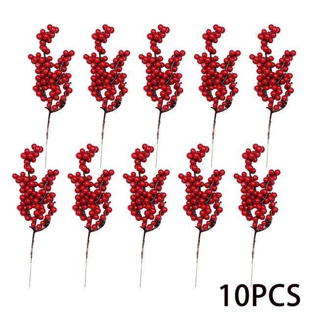 10pcs-lot-red-berry-bouquet-wedding-party-decor-christmas-decoration-for-home-flower-branch-artificial-pine-cone-new-year-2023