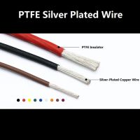 21AWG ลวดเทฟล่อน PTFE 1.35มม. ชุบเงินหูฟังลำโพงระบบเสียงไฮไฟสายทองแดงไร้ออกซิเจน DIY -5/20เมตร