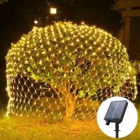 ✔❒♧ 4mx6M Solar Power Christmas Garlands LED String Christmas Net Lights Fairy Xmas Party Garden Wedding Decoration Curtain Light