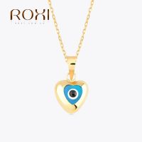 ROXI Evil Eye Pendant Necklace 925 Sterling Silver Versatile Personality Drip Oil Necklace Ladies Colorful Fashion Jewelry