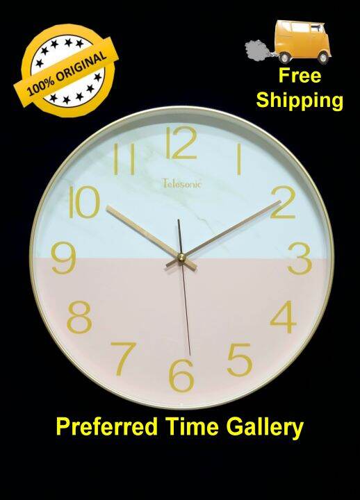 ORIGINAL Telesonic Wall Clock Q07367 Rose Gold Case,Pink/White Number