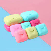 แบบพกพาจานสบู่สบู่คอนเทนเนอร์ห้องน้ำ Acc Travel Home กล่องสบู่พลาสติกพร้อมฝาปิด Candy Color