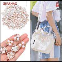 8JIA8HAO 10PCS ตัดเย็บเสื้อผ้า เครื่องประดับหมวก ที่เป็นประกาย รูปดอกไม้ ปุ่ม Rhinestone คลิปหนีบหมวก กระดุมมุก กิ๊บติดผมไข่มุก