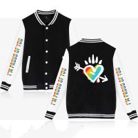 LGBT แจ็คเก็ตเลสเบี้ยนลายธงสีรุ้งเสื้อผ้าเบสบอลสำหรับผู้ชาย/ผู้หญิงเสื้อโค้ทแจ็คเก็ตบอมเบอร์ฮิปฮอปเสื้อกันหนาวแฟชั่นฤดูหนาว