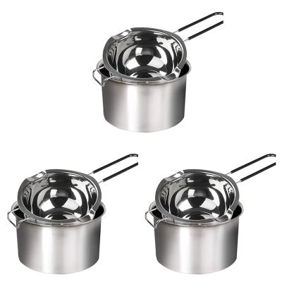 6-Pack Stainless Steel Double Boiler, Heat-Resistant Handle 2 Cup Capacity, Universal Pad