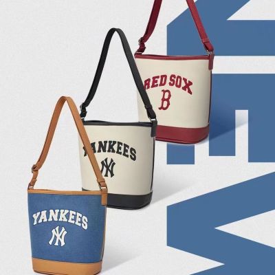 MLBˉ Official NY Korean ML Bucket Bag 23 New Fashion Foreign Style College Wind One Shoulder Casual Messenger Bag Handbag Shopping Bag
