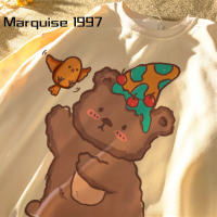 Marquise1997 เสื้อฮู้ด เสื้อแขนยาวอบอุ่น หลวมและสบาย ชิค เท่ น่ารัก สไตล์ WWY2391BT2 38Z230919