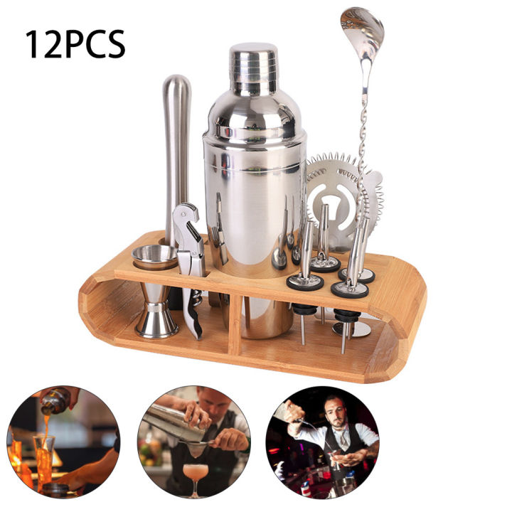 stainless-steel-cocktail-shaker-set-750ml-hand-cranked-shaker-12-piece-bar-tool-set