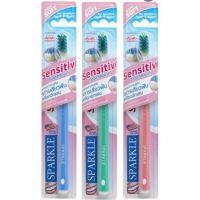 ได้ 3 แท่ง แปรงสีฟัน ลดเสียวฟัน Sparkle แปรงสีฟัน รุ่น Sensitive Toothbrush รุ่น SK0392 คละสี