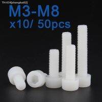 ▫✑✠ 10/ 50pcs Plastic Nylon Socket Cap Screws White Hex Head Allen Bolts Screw M3 M4 M5 M6 M8