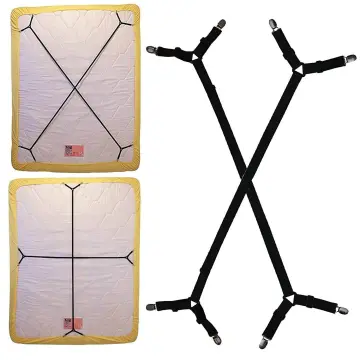 2 Pcs Bed Sheet Straps, Adjustable Crisscross Bed Sheet Clips, Fitted Bed  Sheet Holder Straps Elastic Sheet Fasteners Suspenders for Mattress Cushion