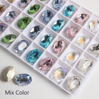 hotx【DT】 Oval Glass Pointed Bottom 10x14MM Rhinestone Manicure Decoration Accessories